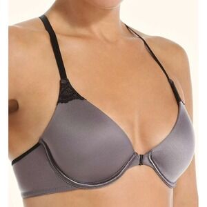 Self Expressions Gray Comfort Obsession Demi Lace T-Back Underwire Bra Size 36D